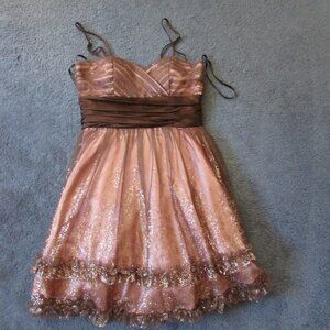 NWOT Morgan & Co 7/8 pink glitter homecoming formal dress Chiffon Tulle Short
